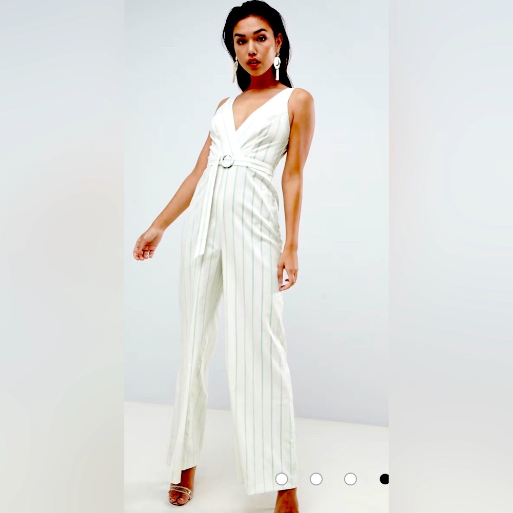 Asos Design Wide Leg Stripe Print Tux Jumpsuit- 6 - image 1